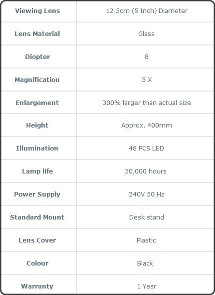 8 dioptre magnifier lamp