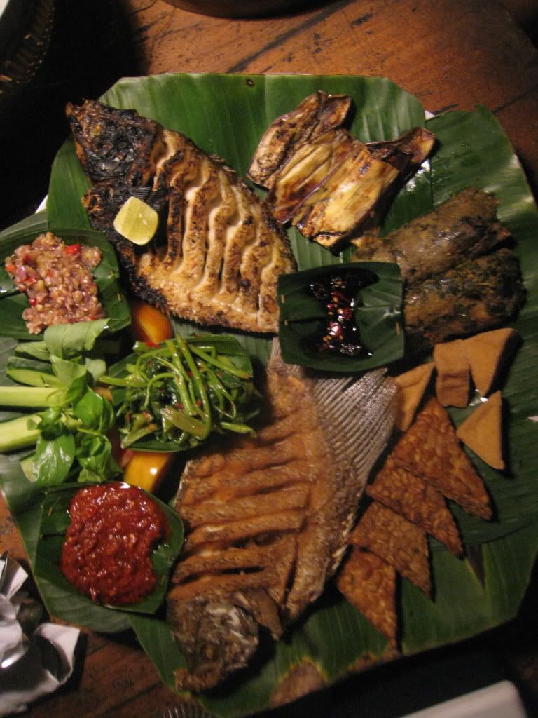 Fish spread for 2 at Warung Mina Ubud, Bali, Indonesia