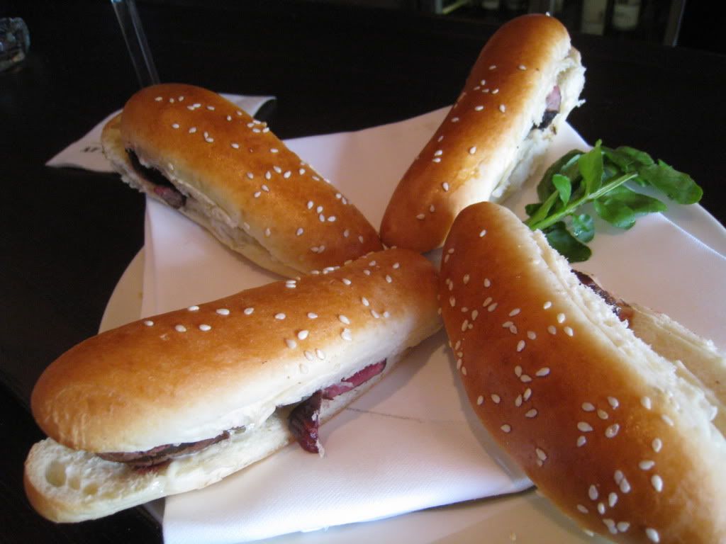 Filet mignon sandwich plate bar bites at Morton's The Steakhouse