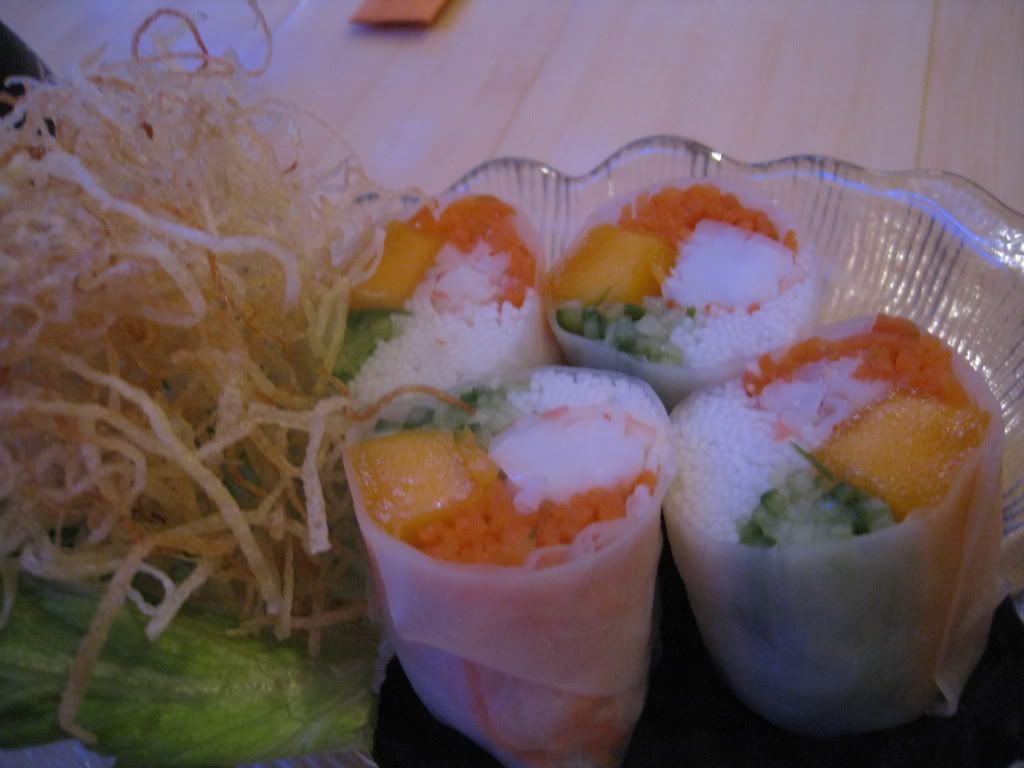 Aniseed mango and shrimp roll