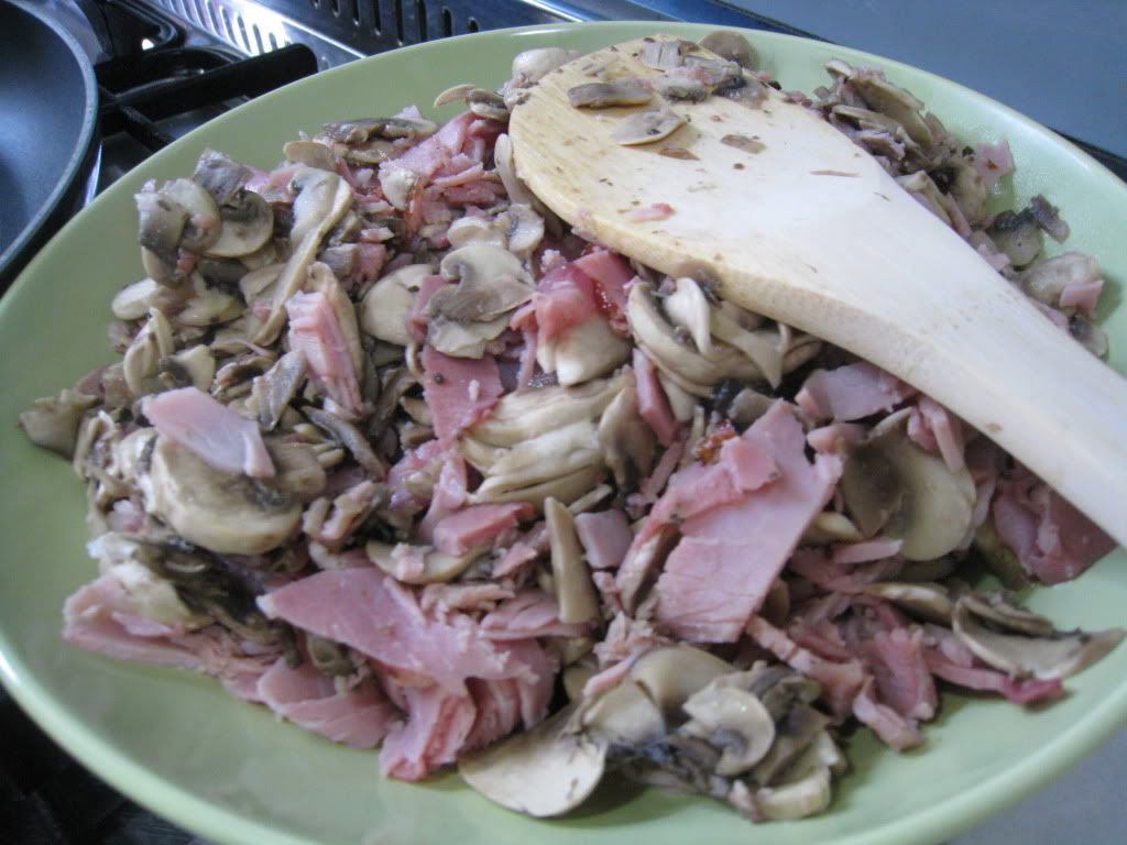 Mushroom and ham filling for crepes