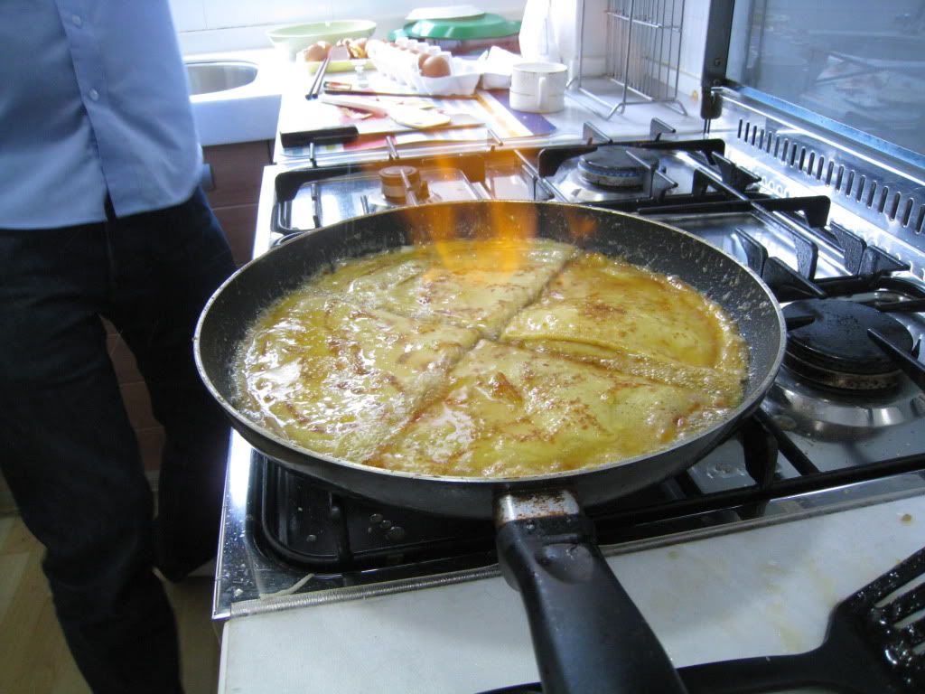 Flambe for the crepes suzette
