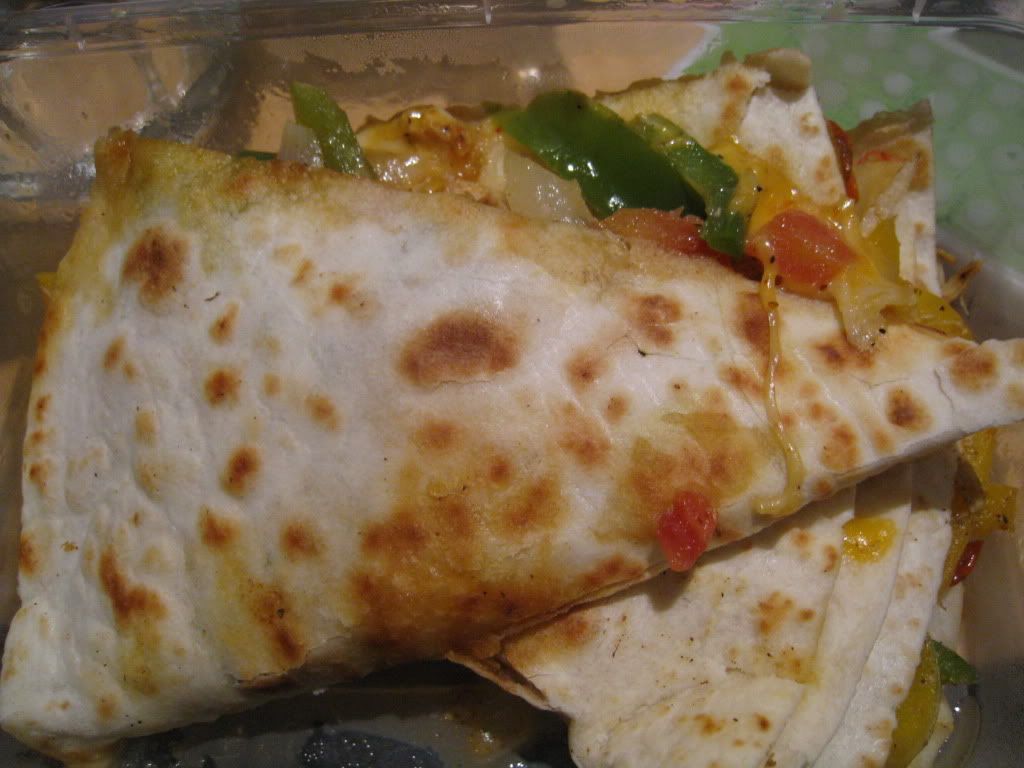 Munchies chicken quesadilla with fresh salsa and sour cream