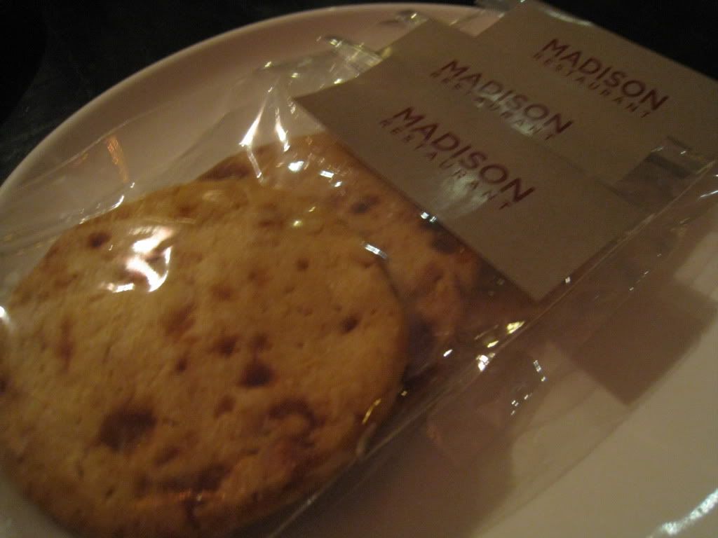 Complimentary cashew brittle cookies from Madison