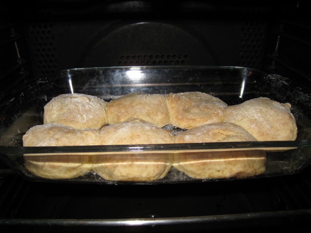 Biscuits baking in pyrex
