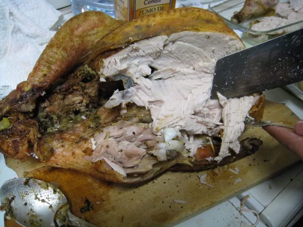 Carved turkey, stuffing removed