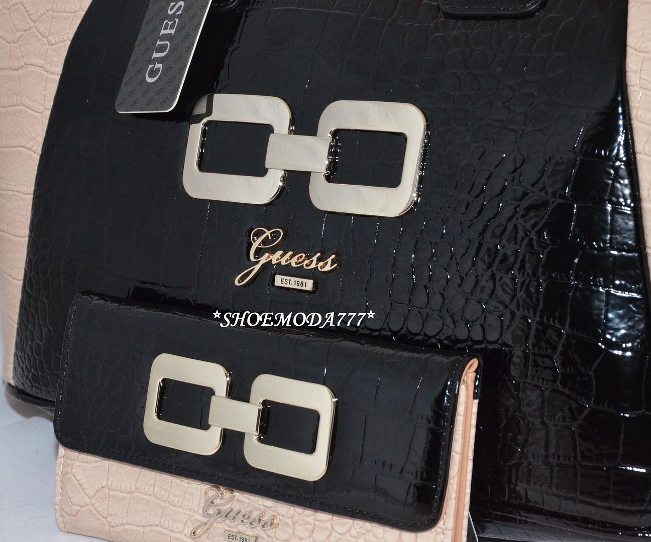 Guess Genera Bag Purse Handbag Satchel Sac Wallet Set Croco Patent ...