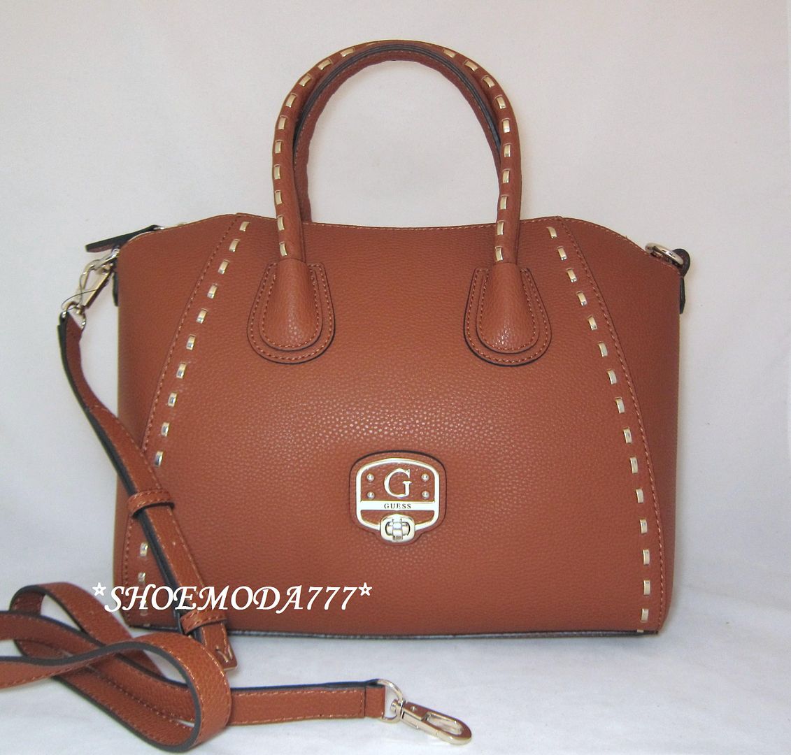 GUESS Garland Satchel Shoulder Bag Purse Handbag Tote Cognac Black | eBay