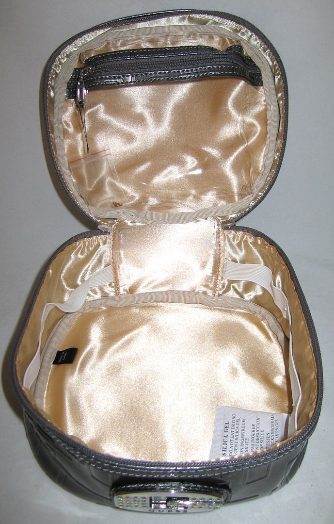 GUESS Logo World Cosmetic Travel Organizer Vanity Bag Purse Patent