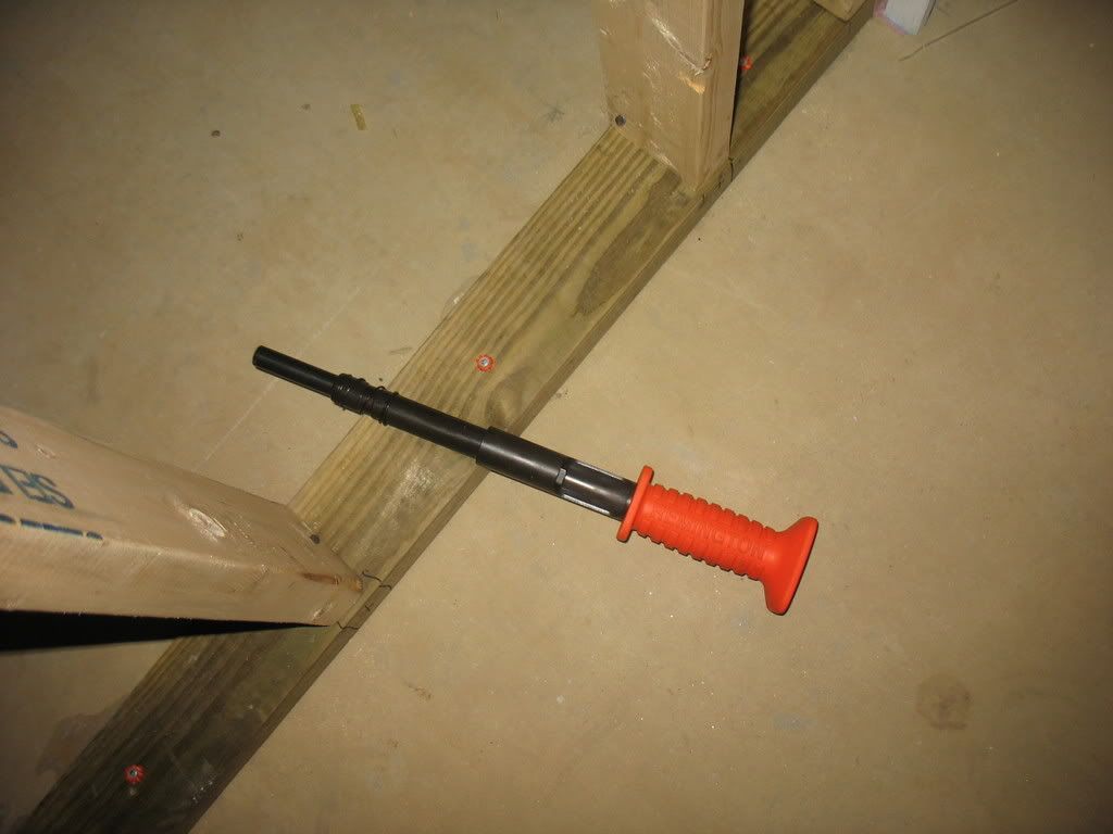Thanks for all the suggestions, the powder actuated nail gun was sure easy