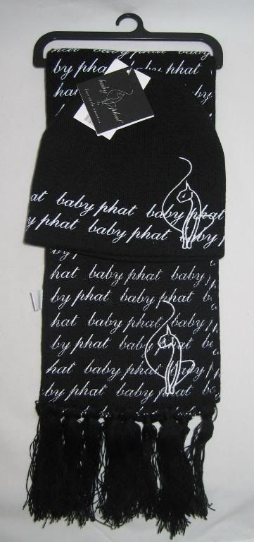 Baby Phat Logo Hat Beanie Scarf Set Black Pink New  