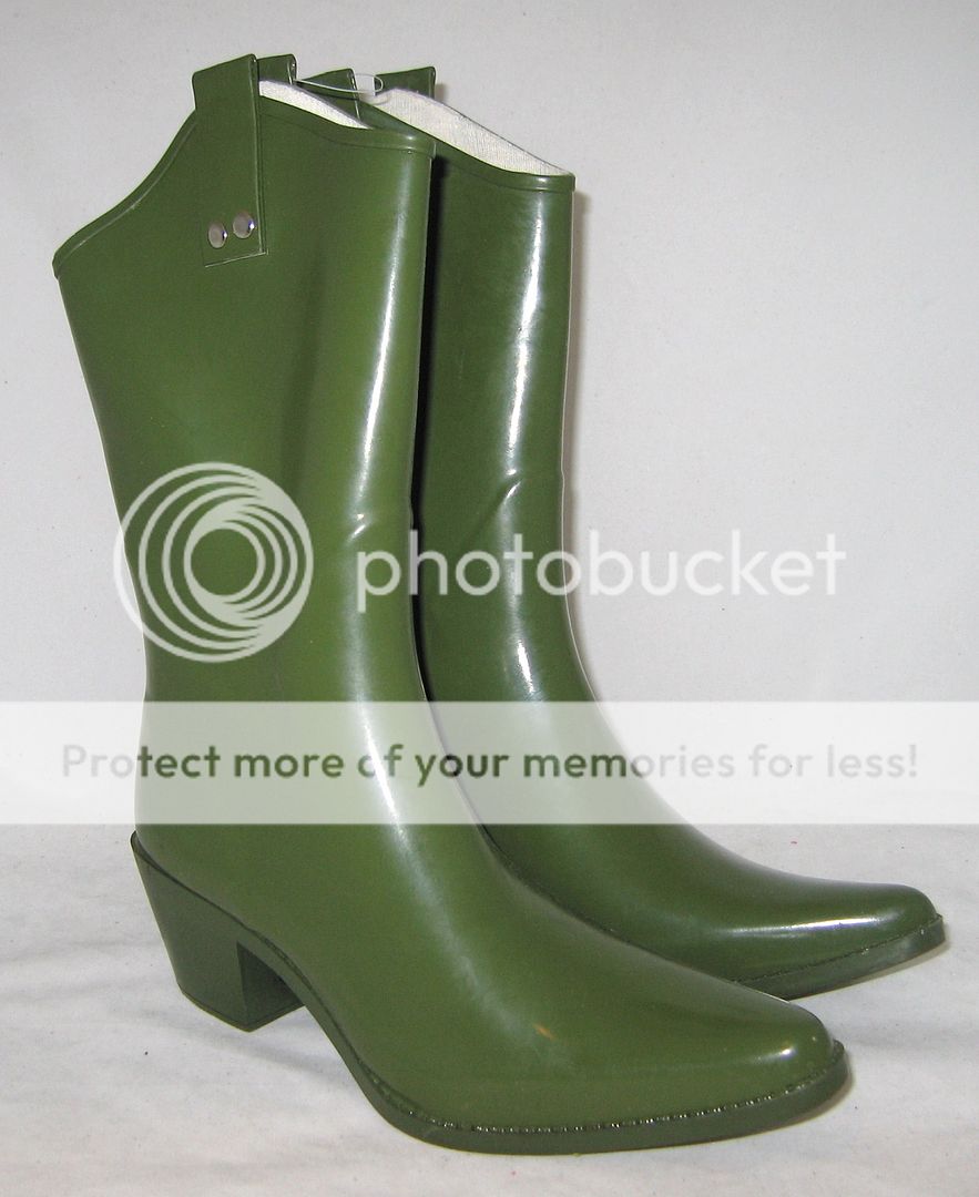 Rubber Rain Green Cowboy Garden Boots Shoes Womens 6 8  